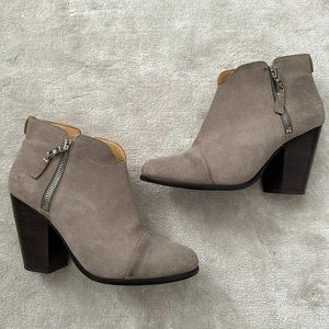 Rag & Bone Margot Zipper Booties Taupe Sz 38.5